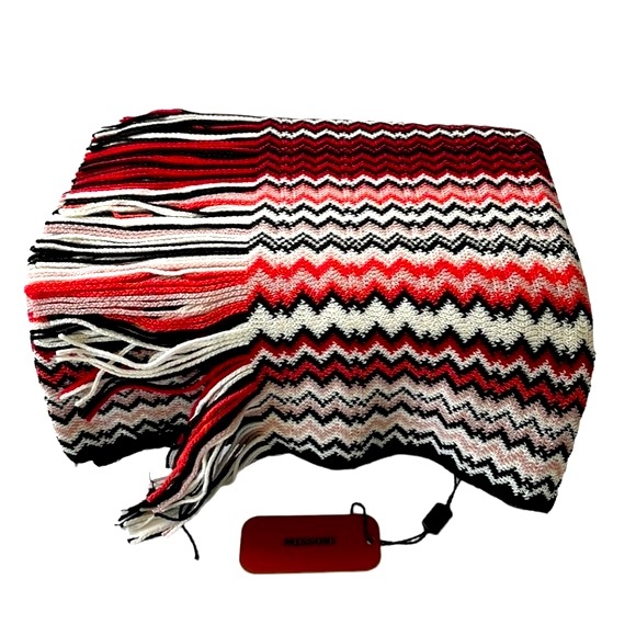 Missoni Multicolor Zig-Zag Fringed Long Wool Scarf - Picture 13 of 16